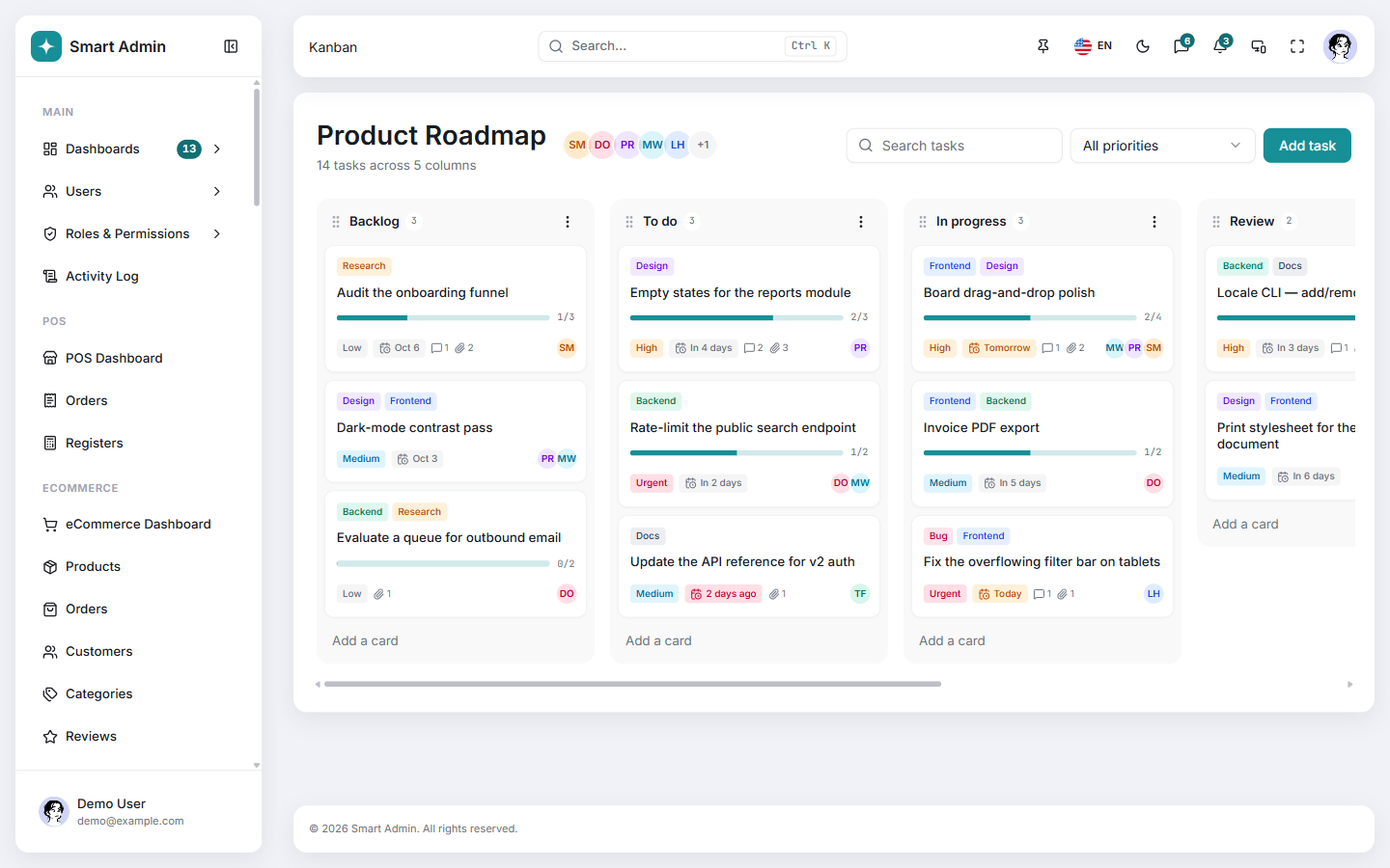 Kanban app screenshot